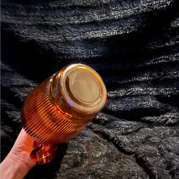 Vintage amber MCM decanter ribbed - Picture 4 of 8